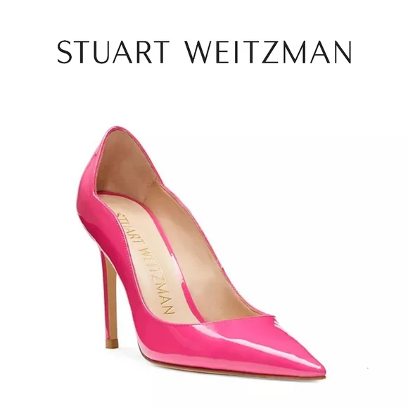 Stuart Weitzman Stuart 100 Scallop Pump Magenta Size 7.5 B Stiletto Patent - Picture 5 of 7